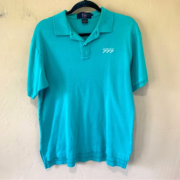 CEO Pro-Celebrity Other - Vintage CEO Pro-Celebrity Boeing 777 Polo Shirt Sz Medium Blue Green Color